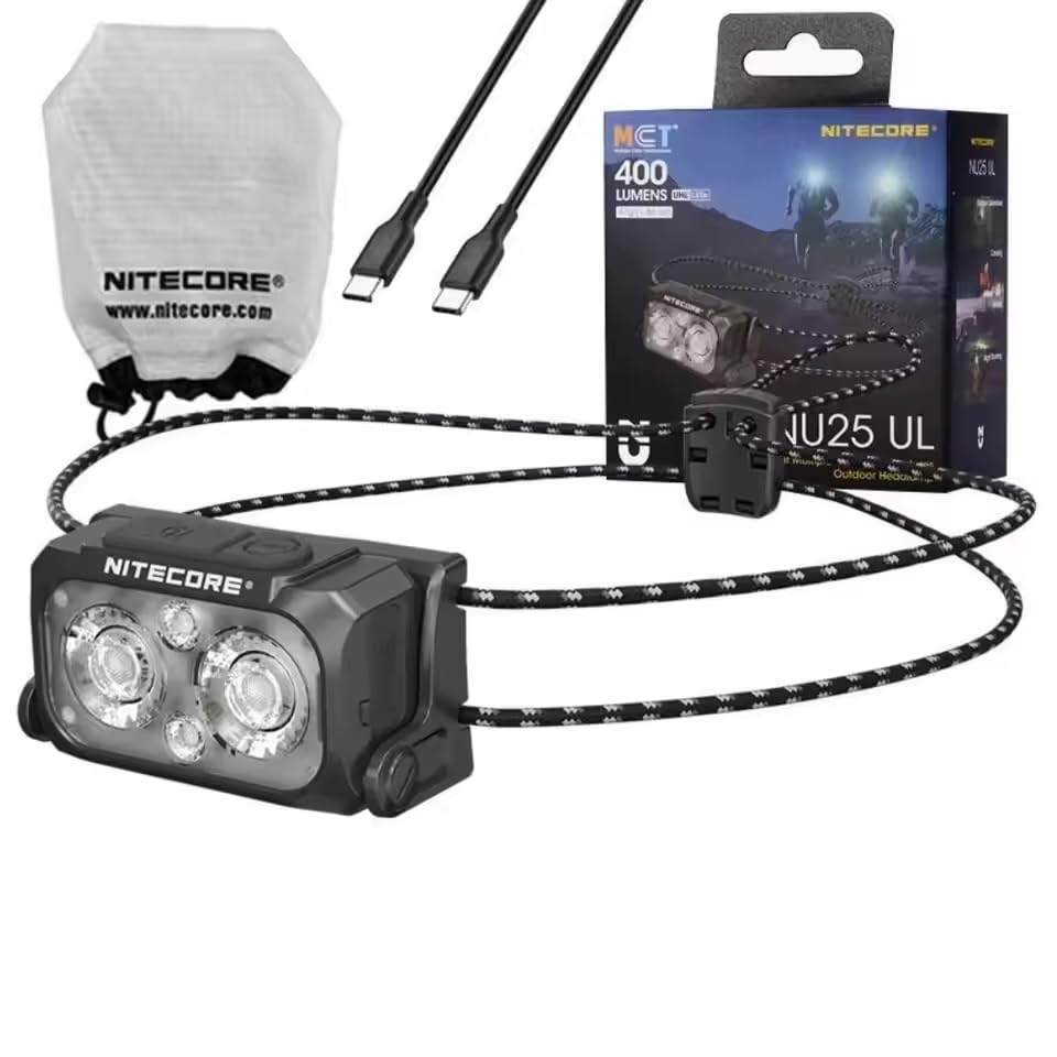 

Nitecore NU25 MCT UL Ultralight 400 Multiple Color IP66 Waterproof Japanese Headlamp, USB-C Rechargeable, Lumens, Temperatures, [Authentic