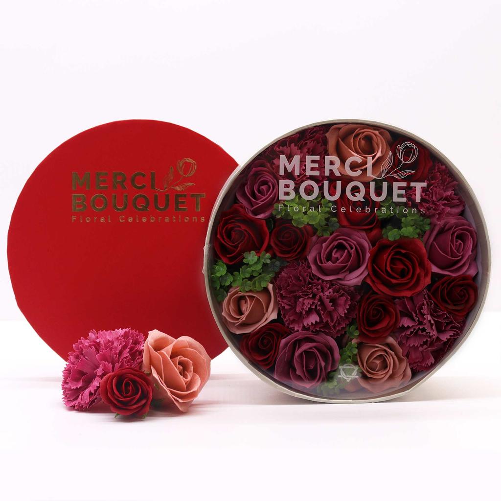 Soap Flowers Round Box Vintage Roses
