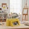 Paint brush organizer, yellow stand with tray, 26 places