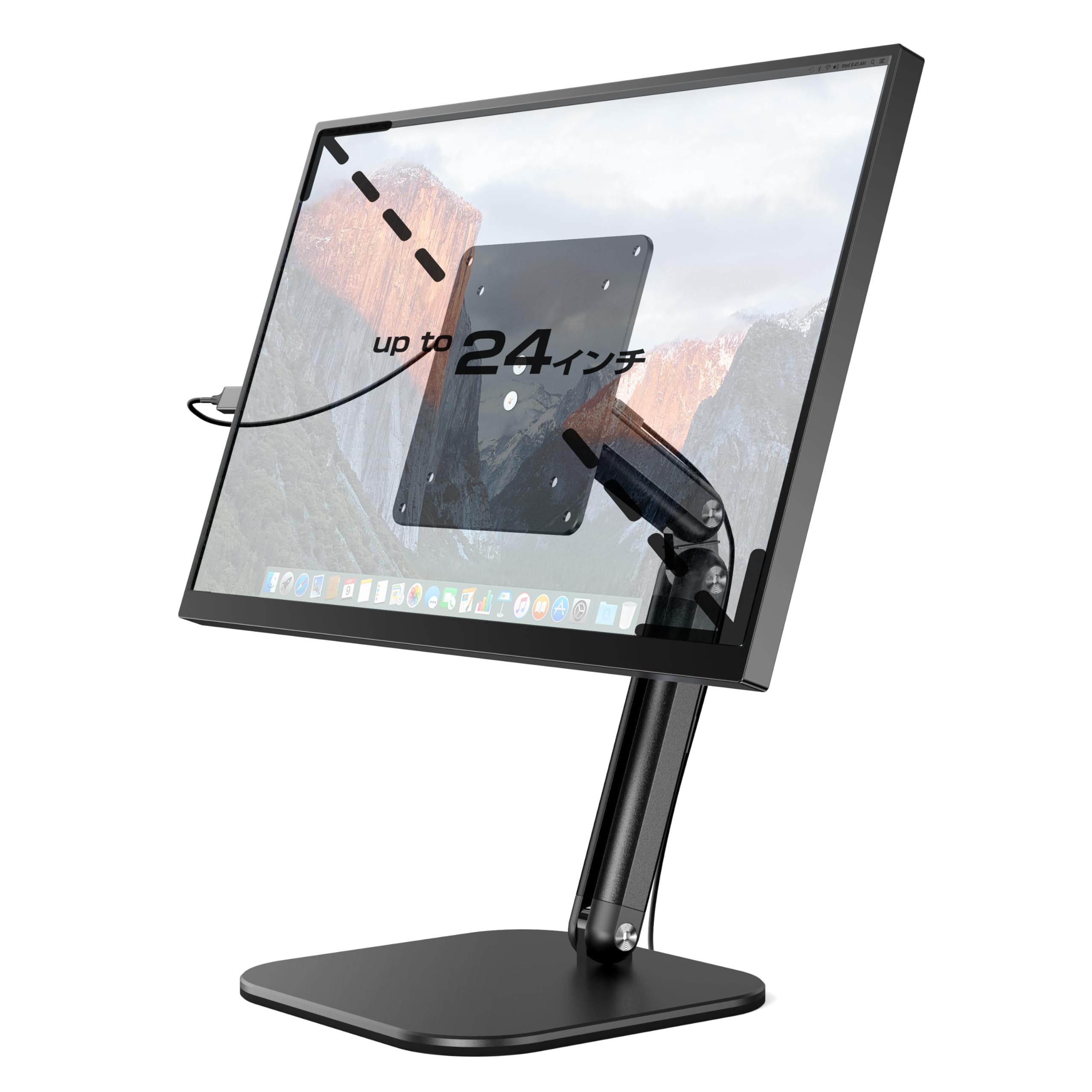 

Мобильный монитор VESA Настольный Подходит Дюйм Алюминий Вес Бесступенчатый Угол и Высота Металл Подходит 100x100мм и 75x75мм Мониторы Кронштейн, Совместимый, Крепление,