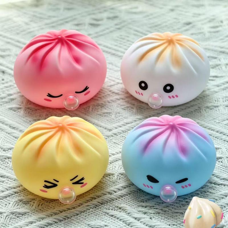 Squeeze Bubble Bun Toy Stress Relief Squishy Emotion Bun Funny Fidget Toy For & Adults Anxietyrelief