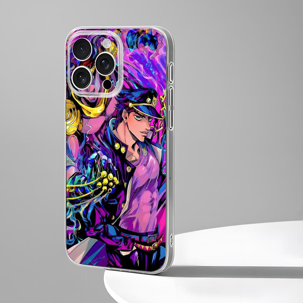 

JoJo s Bizarre Adventure JoJo Anime Phone Case New For IPhone 16 15 14 12 13 11 Pro Max Mini X XR XS Plus Black Silicone Transpa iPhone14 Pro