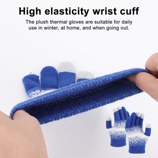 Warm Touchscreen Gloves Men Women Winter Knitted Gloves Full Finger Thickened Fleece Lined Gloves for Driving Skiing Daily Outings