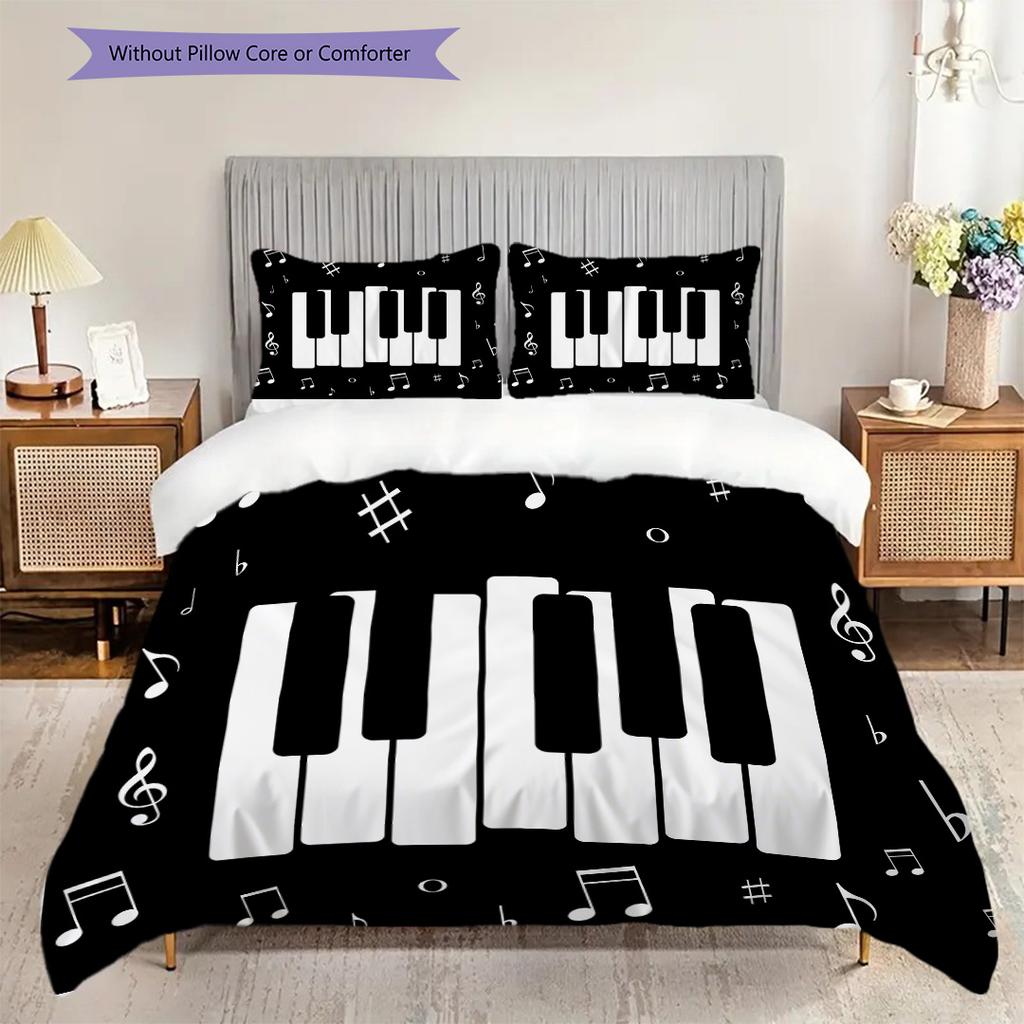 1PC Music, guitar Theme Bedding Quilt Set Quilt Cover Pillowcase Home Decoration Birthday Gift (1 * duvet cover + 9 * pillowcase, without core)