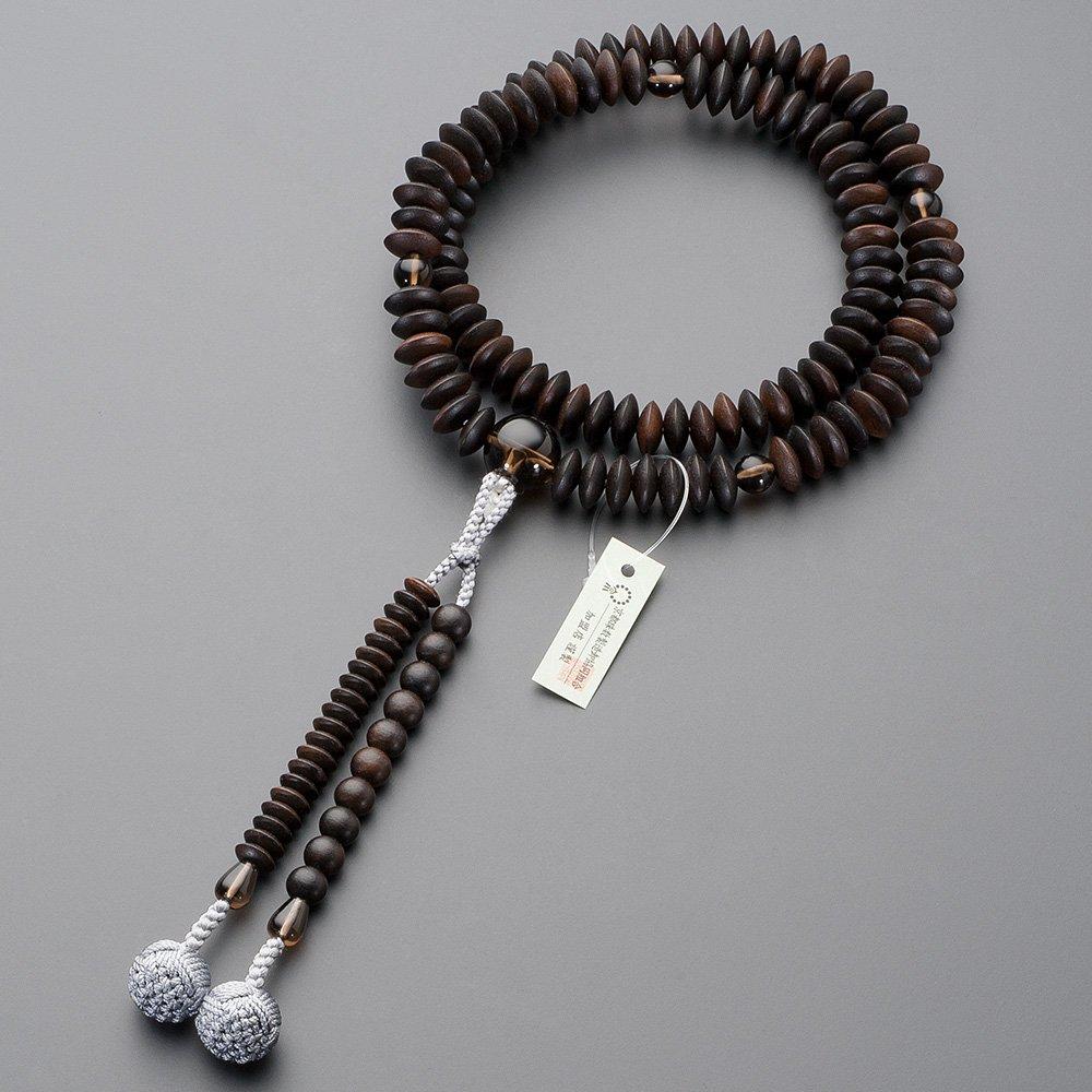 Buddhist Altar Store Takita Shoten Prayer Beads Tendai Sect Authentic Rosary Beads Striped Ebony Brown Crystal Tailoring 9 Inches Pure Silk Hanabon