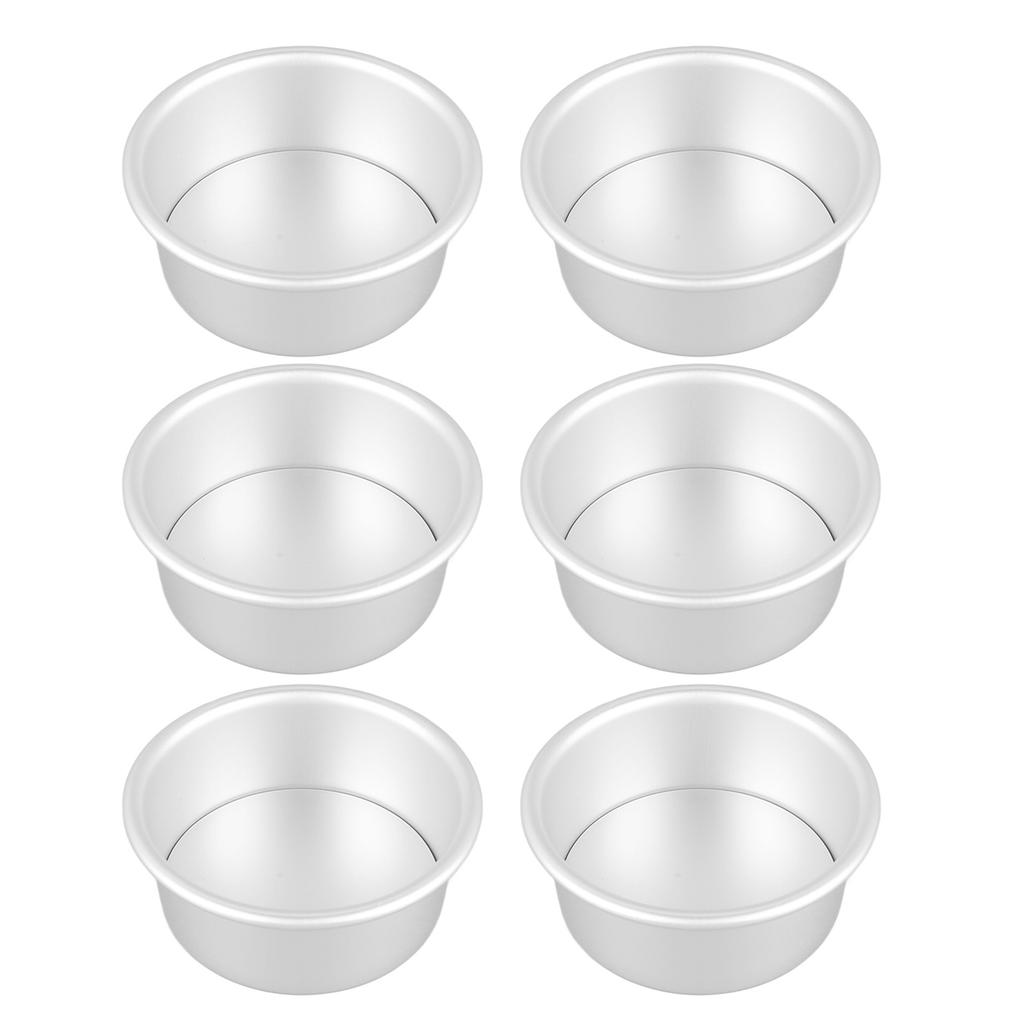4 Inches 6pcs Cake Mould Non Stick Removable Base Round Cake Pan Set for Wedding Birthday Party