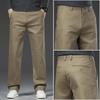 Pantalones Casuales de Hombre Color Caqui Otoño e Invierno Nuevos Pantalones Casuales de Algodón Puro Pantalones Gruesos de Hombre para Otoño e Invierno