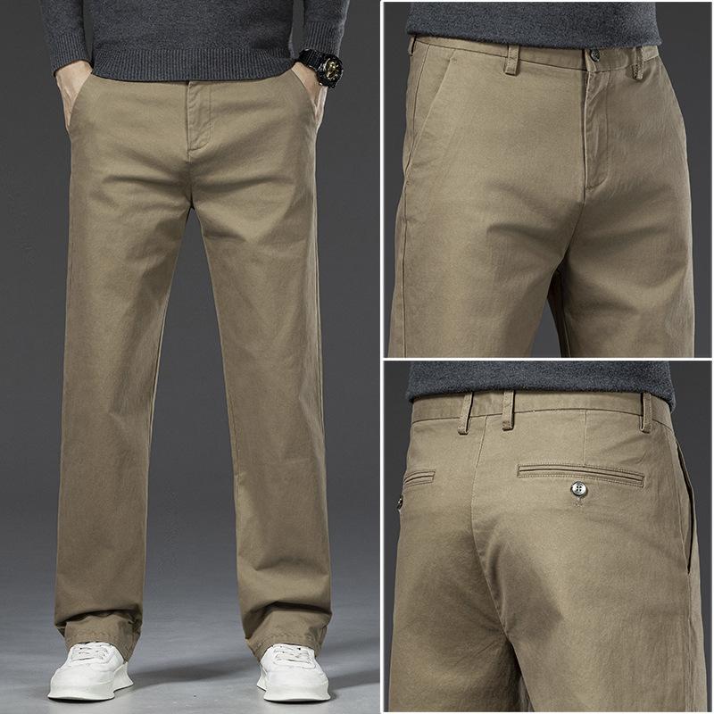 Khaki Casual Men s Trousers Autumn And Winter New Pure Cotton Casual Trousers Men s Autumn And Winter Thickened Men s Trousers 32
