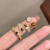 Maillard Serpentine Tiger'S Eye Alloy Ring, Women'S Unique Design Sense, Retro High Sense, Light Luxury, Live Index Finger Ring