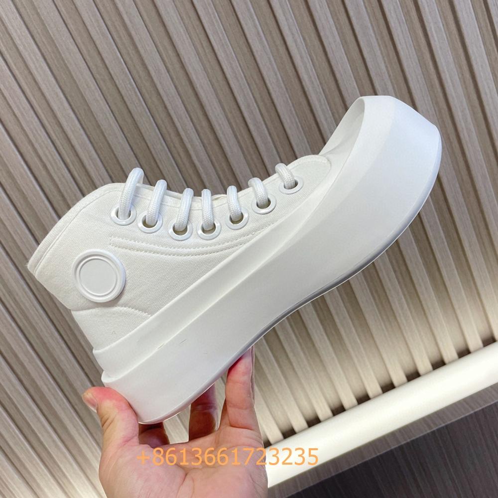 Black/white/green Mixed Color Sneakers Women/men Shoes 4.5Cm Platform big Round Toe Lace-Up High Top Canvas Sneakers