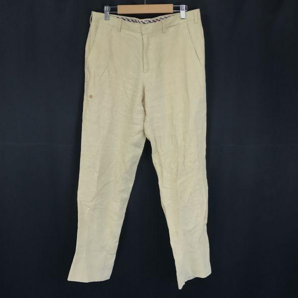 ETRO 100% Linen Tapered Pants Slacks Men's M 46 Inseam 76cm Beige Made In Italy
