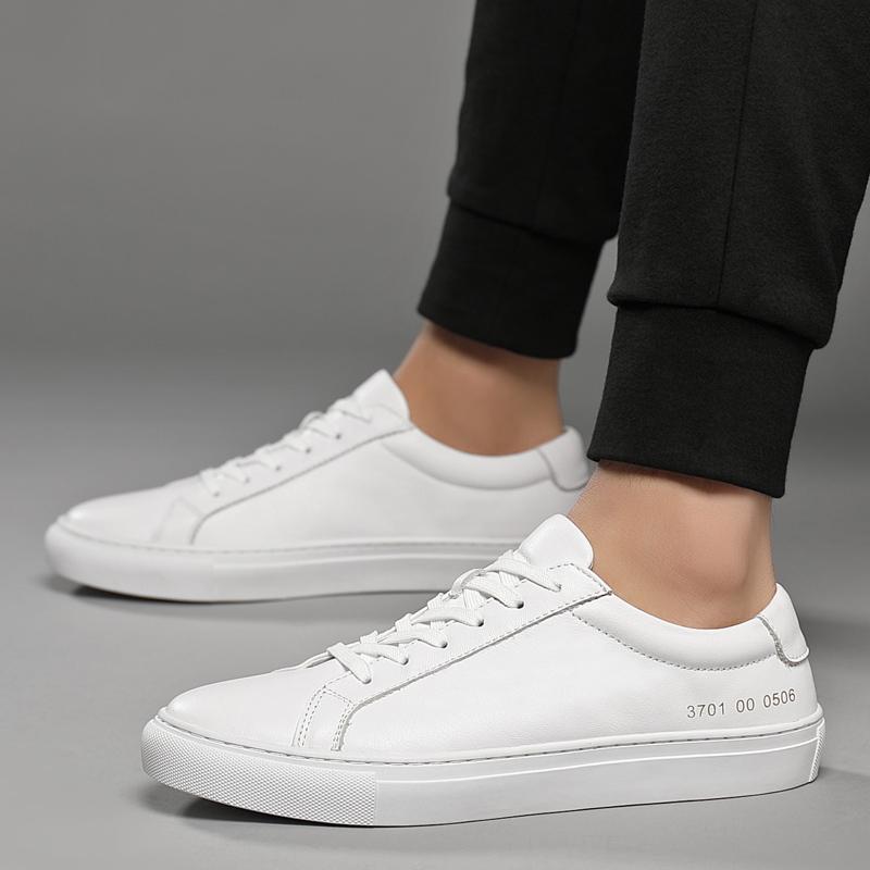 Outdoor White Solid Color Lace -Up Wear-Resistant  Round Toe Flat Shoes Casual Fashion Sneakers Comfortable Walking Men's Shoes