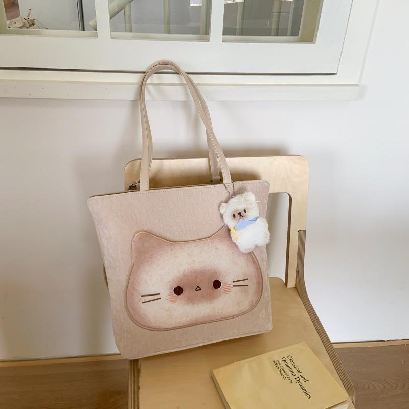 Modische Unterarmtasche mit großem Fassungsvermögen für Damen 2025 neue niedliche Cartoon-Katzen-Tragetasche multifunktionaler Rucksack für Damen