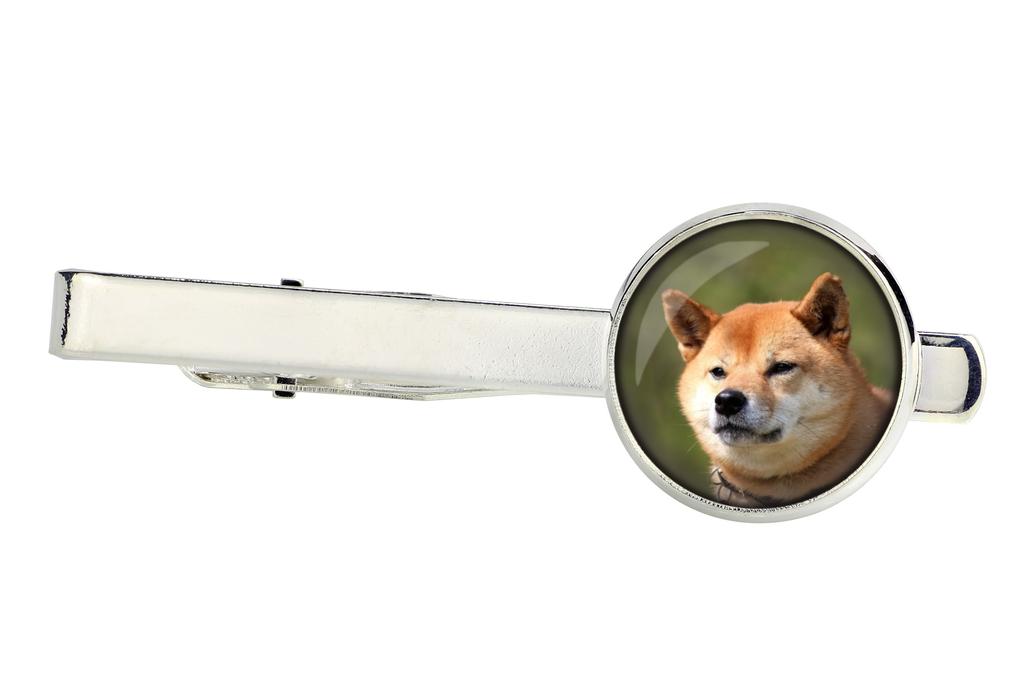 Shiba Inu, cão japonês de pequeno porte, cão japonês de mato - prendedor de gravata em uma caixa, gravata estilosa, joias personalizadas da marca Art-Dog