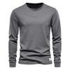 Solid Color Cotton T Shirt Men Casual O-neck Long Sleeved Mens Tshirts New Autumn High Quality Colorful T-shirt For Men