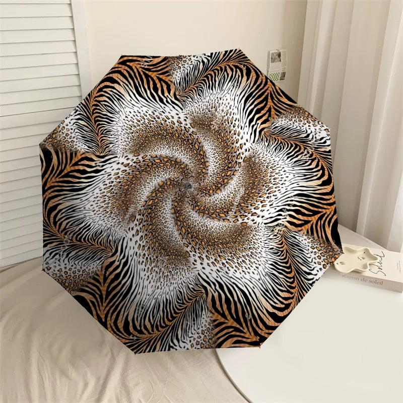 1PC Zebra Print Leopard Print Umbrella-8-Rib Reinforced, Automatic Open, Lightweight & Durable, Cute Fashion Accessory for Outdoor-T134