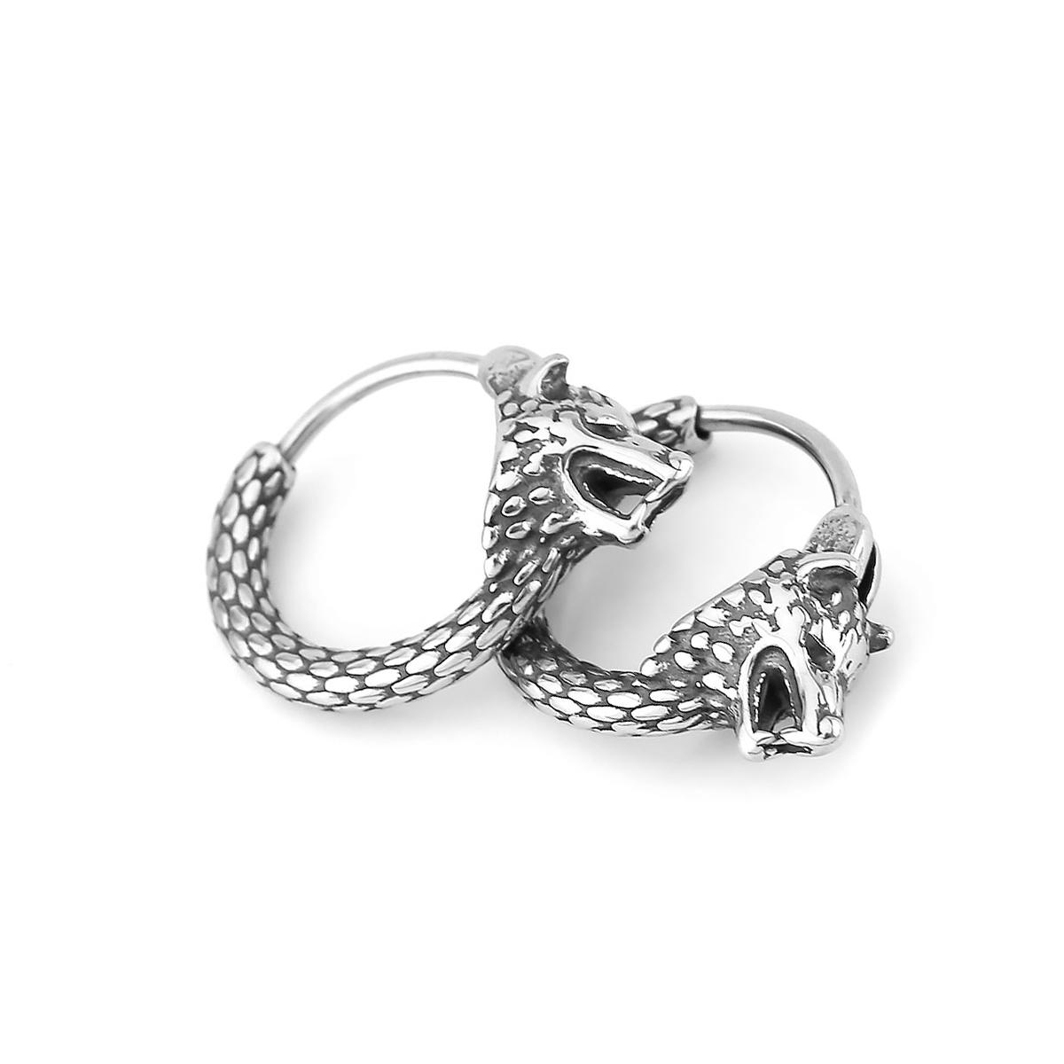 

Fashion Nordic Odin Wolf Head Earrings for Men Stainless Steel Punk Cool Biker Vintage Accessories Vikings Animal Amulet Jewelry