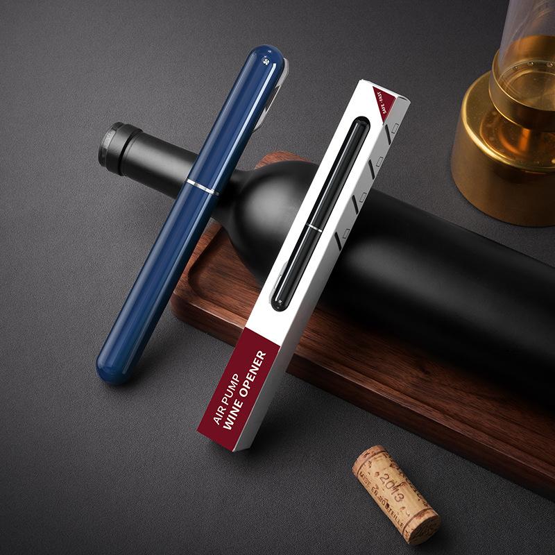 

Portable Air Pump Wine Bottle Opener Bar Tool Safe Explosion Proof Stainless Steel Pin Wine Corkscrew Openers with Foil Cutter синій