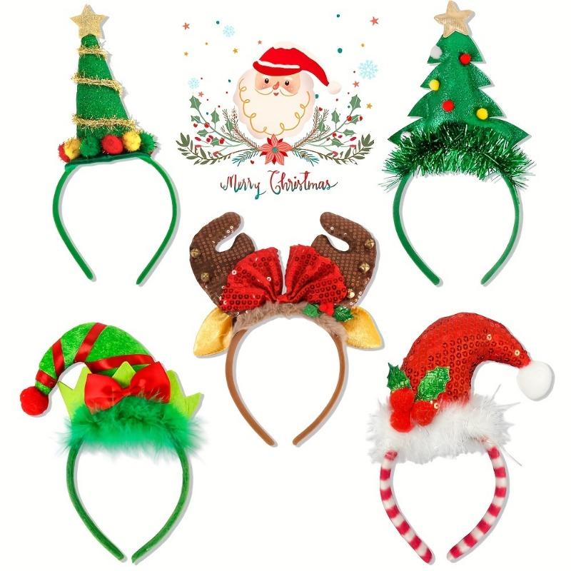 5pcs/set Christmas Tree Headband - Durable Plastic Party Accessory Featherless Holiday Headwear Children's Hair Accessories