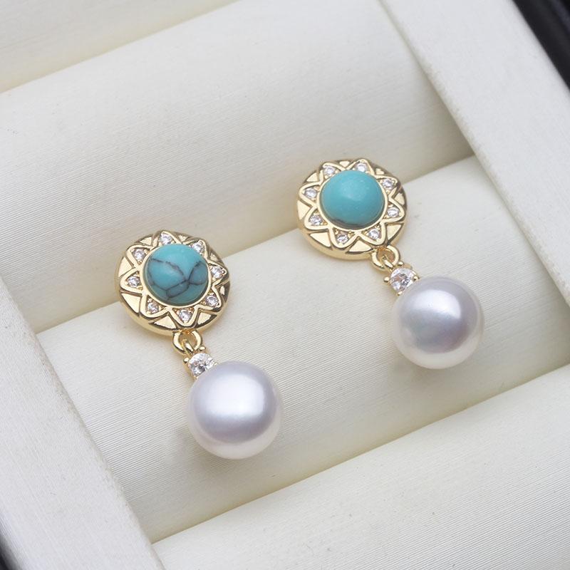 Genuine Silver 925 Pearl Earrings Women,Cultured Natural Freshwater Pearl Earrings Wife Mother Anniversary Gift White