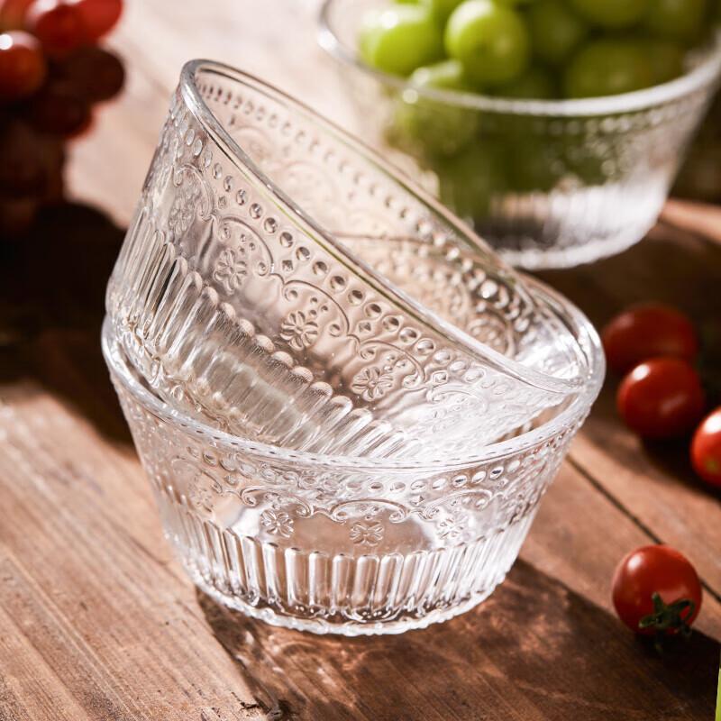 NERVISHI Vintage Embossed Glass Bowl 2-Piece Set