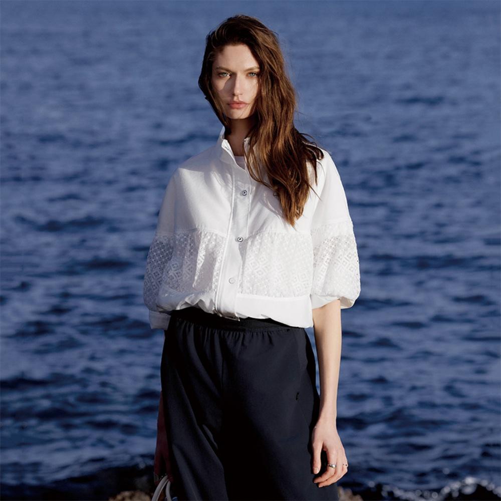 FILA Lifestyle Classic Fashion Zip Long Sleeve Shirt Women shirts White F11W524704F-WT