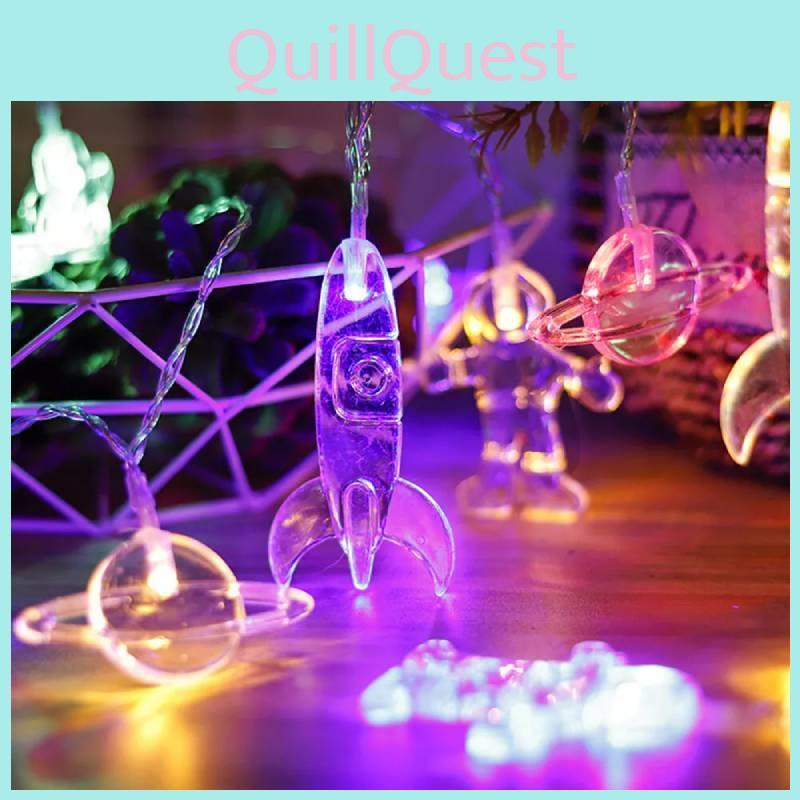String Lights Led Spaceman Rocket Planet Hanging Lamp Kids Bedroom Gifts Decor