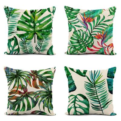 Home Decor Tropical Leaf & Bird Of Paradise Pillow Covers Pattern Cushion Cover Suitable For Sofa Bedroom Car Pillow Cover