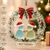 Indoor Bedroom Living Room Decor Best Friends Christmas Wreath Pendant, Acrylic Hanging Ornament, Outdoor Festive Decorative Piece for Holiday
