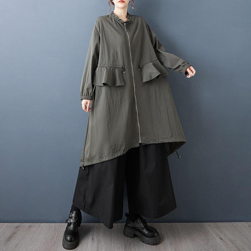 long sleeve oversized vintage  casual loose autumn spring trench coat for women Outerwear