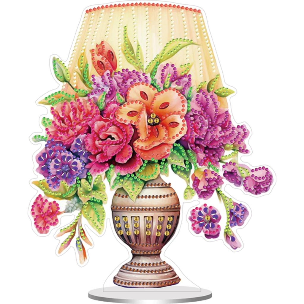 Acrylic Rose Lily Butterfly Flower Vase Desktop Diamond Art Kits Diamond Painting Desktop Ornaments Kit Home Bedroom Decoration