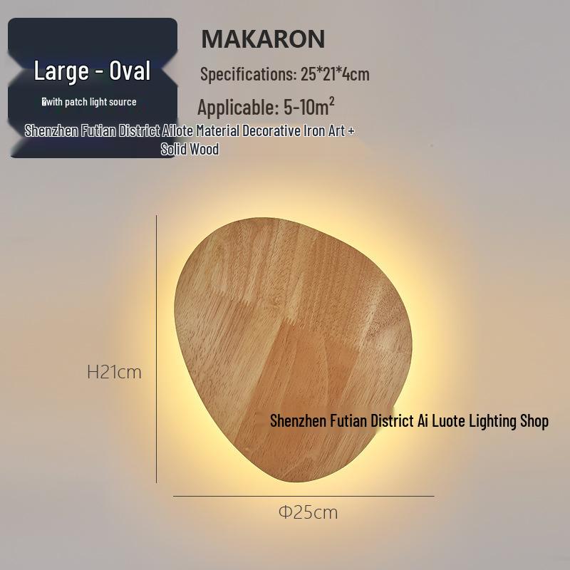 Nordic Japanese Solid Wood LED Wall Lamp for Bedroom, Living Room, or Hallway.