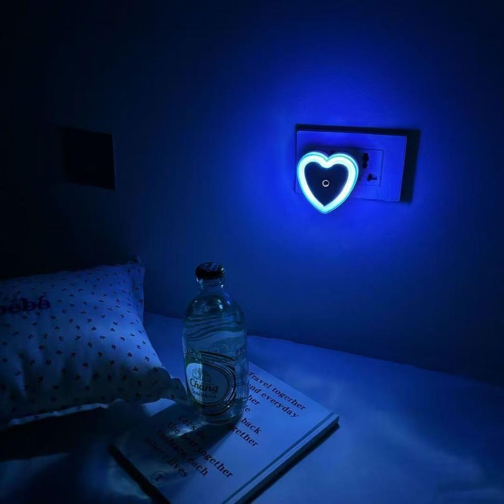 4pcs LED Night Lights Plug in Smart Cute Nightlight Heart Shaped for Bedroom, Bathroom, Kids Room, Nursery, Hallway