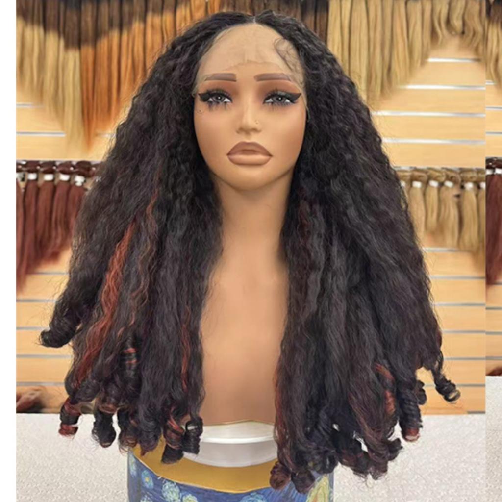Premium Synthetic Hair Lace Front Wig Afro Kinky Curl High Temperature Fiber Synthetic Braided Wigs for Black Women
