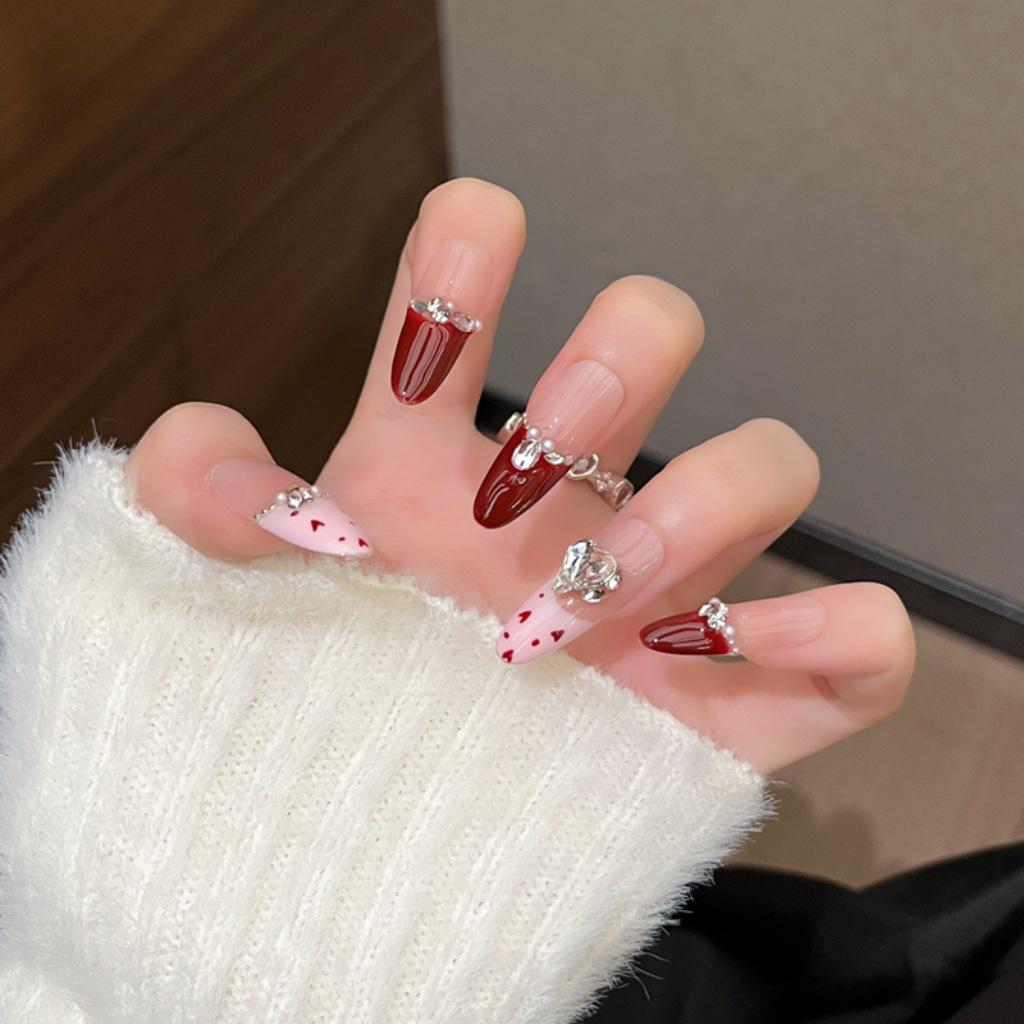 2026 New Year Wearable Lion Dance Cat Eye Manicure: Handmade Removable False Fingernail Stickers.