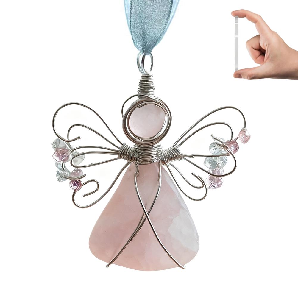 6 Colors Sea Glass Angel Xmas Tree Ornaments, 2D Flat Crystal Acrylic Angel Crafts Christmas Tree Hanging Ornament Holiday Decor