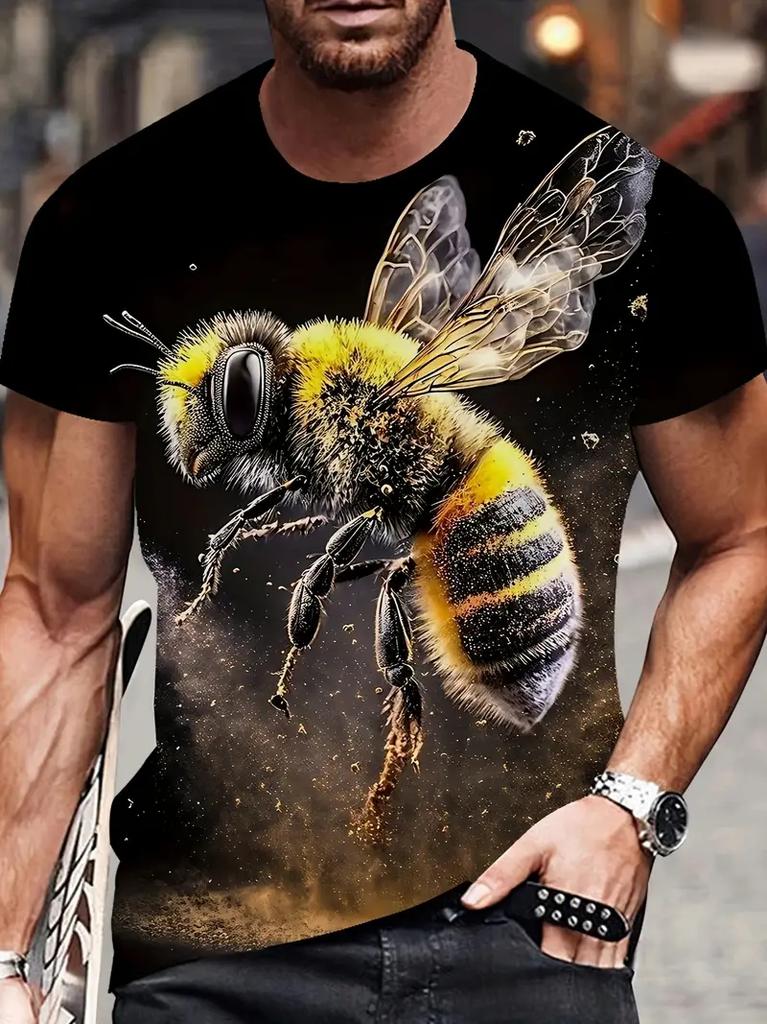 Y2k New Bee Grafik T-Shirt Herren Damen Sommer Lässig Trendy Kurzarm T-Shirts 3D-Druck Tierkleidung Harajuku Kinder Streetwear