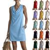 Women's Color Sleeveless Loose Fit Cowl Neck Dress for Casual Daily Wear