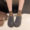 Women's velvet cotton scoop loafers round head thin warm season Birkenstocks woolen felt shoes one pedal