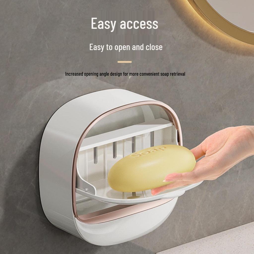 Luxury Wall-Mounted No-Punch Soap Dish Holder with Drainage