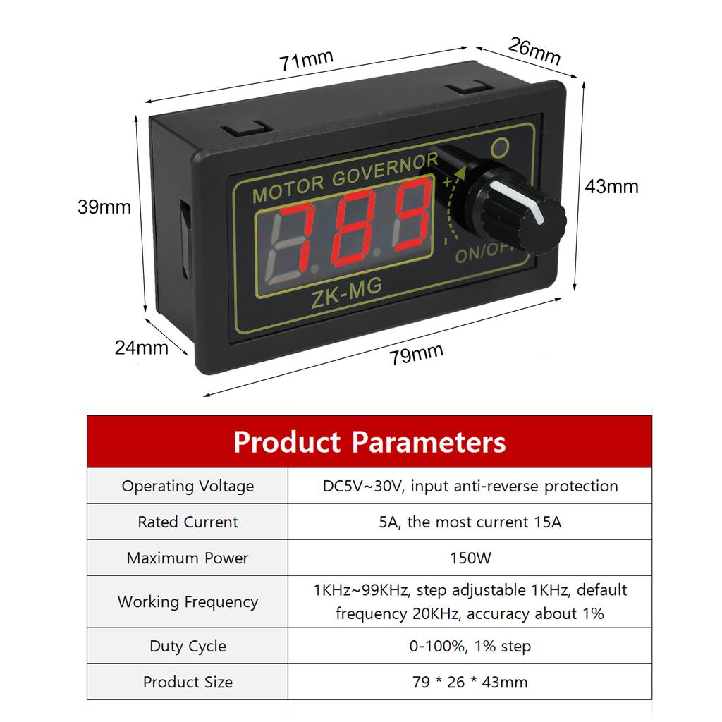 PWM DC Motor Speed Controller Switch PWM Motor Driver DC 530V 150W Adjustable Speed Regulator with
