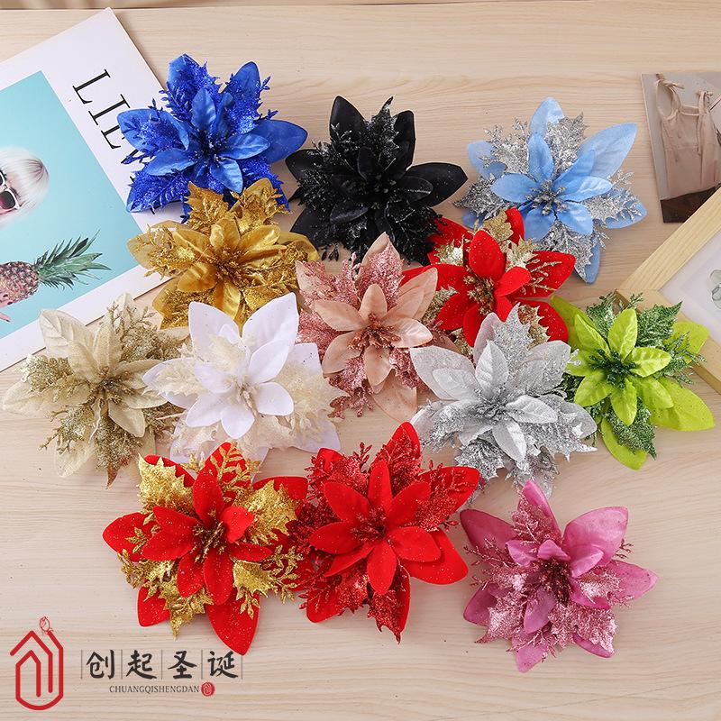 Christmas Three-Tier Christmas Flower Artificial Flower Gold Powder Flower Christmas Tree Holiday Gift Wreath Decoration