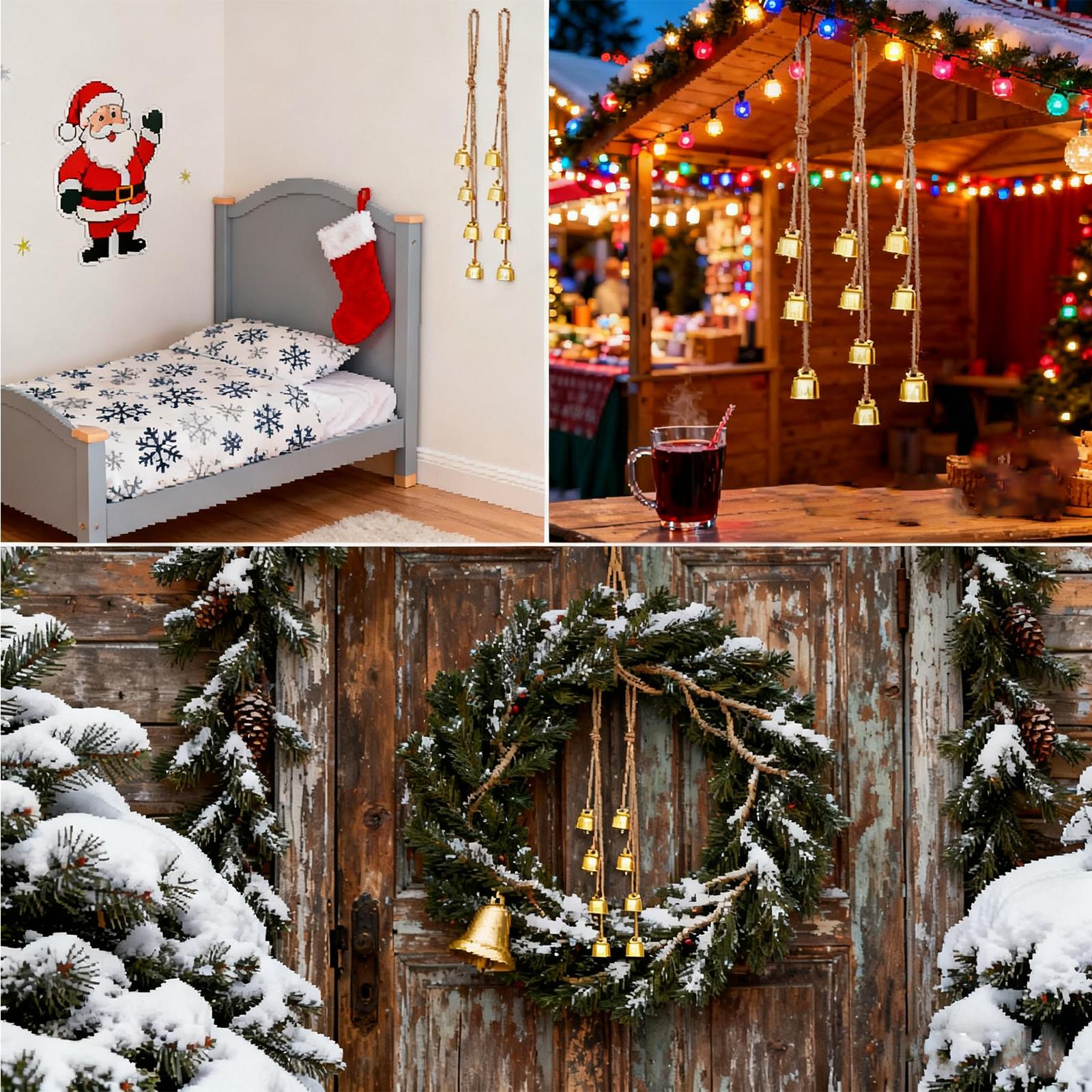 

Retro Hemp Rope Bell Metal Wind Chime Pendant, Christmas Hemp Rope Ox Bell Diy Home Wall-mounted Iron Bell One Size золотистый