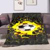 Football Theme Cartoon Soft Flannel Blanket for Bed Bedroom Sofa Picnic Throw Blanket for Cover Outdoor Leisure Nap Office Gifts