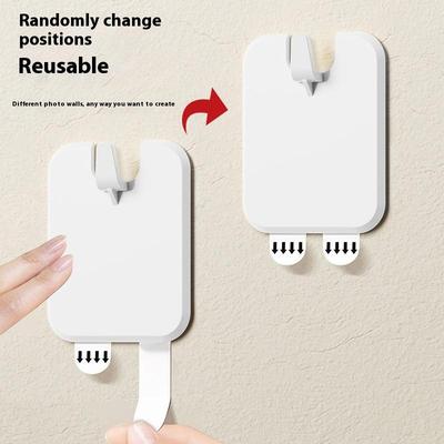1/4Pcs Picture Frame Hook Punch-Free Self-Adhesive Wall Adhesive Hooks Strong Adhesive Seamless Wall Hanging Organizer