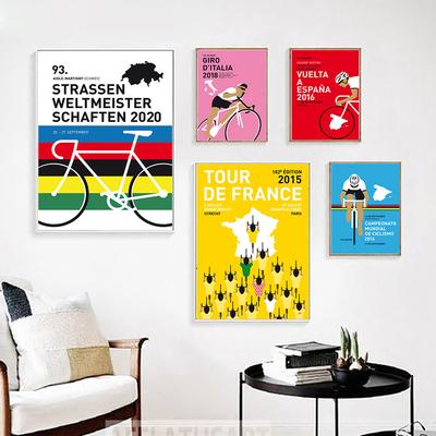 Sports France Universal Cycling Tour Plakát Umělecké obrazy Ride Gym Stadium Malba na plátně Silnice Mistr světa Nástěnné obrazy Dekor