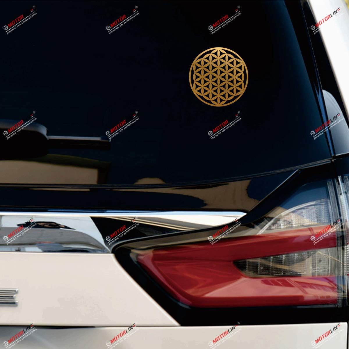 

Sacred Geometry Flower of Life Vinyl Decal Sticker - 2 Pack Gold, 3 Inches, 5 Inches - No Background for Car Boat Laptop Cup