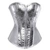 Corsetto Shapewear aderente con cerniera, stile Palazzo Europeo, in ecopelle argentata con paillettes