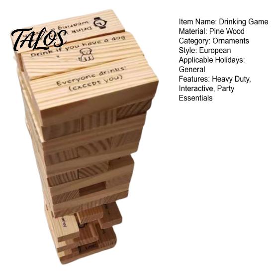 Wood Tower Drink Game 54Pcs/Set Tumbling Block Drinking Wooden Multiplayer Adults Interactive Portable Building Brick Stacking Night Party Essentials