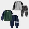 Boys Tracksuit Set Color Block Sleeve Sweatshirt and Jogger Pants Two Piece Casual Autumn Outfit for Toddler and Kids